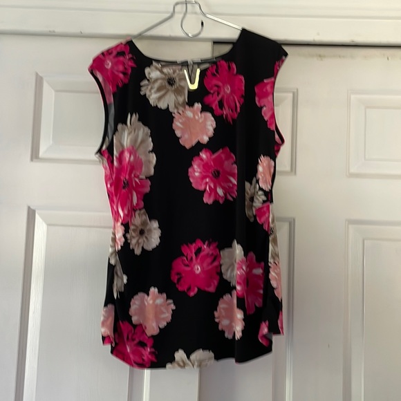 Calvin Klein Tops - Pink and Black Floral Calvin Klein Sleeveless Blouse